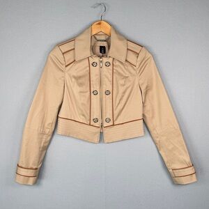 WHITE HOUSE BLACK MARKET Cropped Jacket 00 Toasted Sesame Tailored Military NWOT